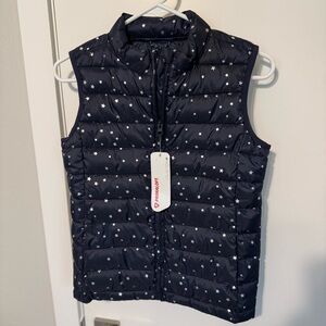 NWT GAP girls XL puffy vest navy blue with silver stars primaloft puffer pockets